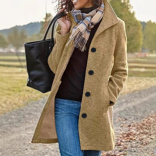 Damen nan taillierter Wollmix-Mantel mit großer Knopfleiste und Eingrifftaschen EB