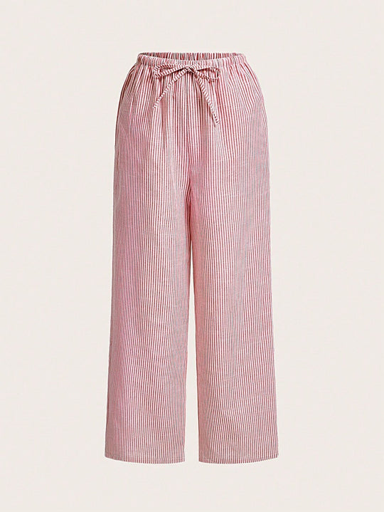 Damen Weite Sommerhose mit komfortablem Gummibund und Streifenmuster EB