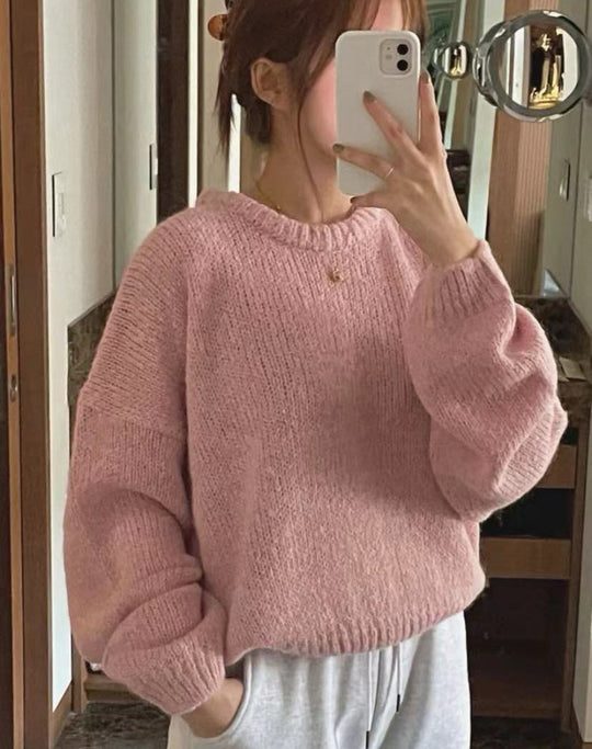 Damen Kuscheliger Strickpullover mit weitem Schnitt und klassischen Rippdetails EB