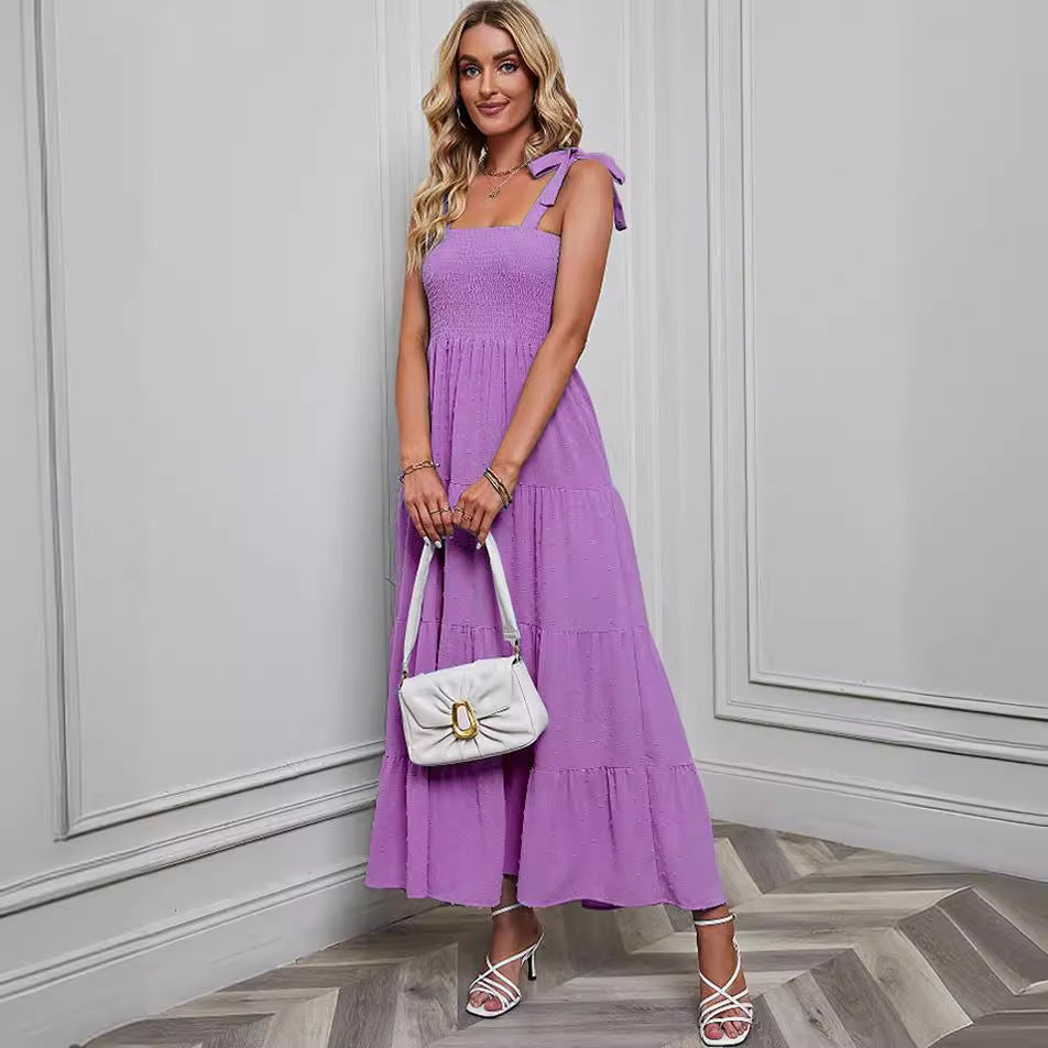 Damen Maxikleid mit zartem Smock-Oberteil und verstellbaren Trägern EB