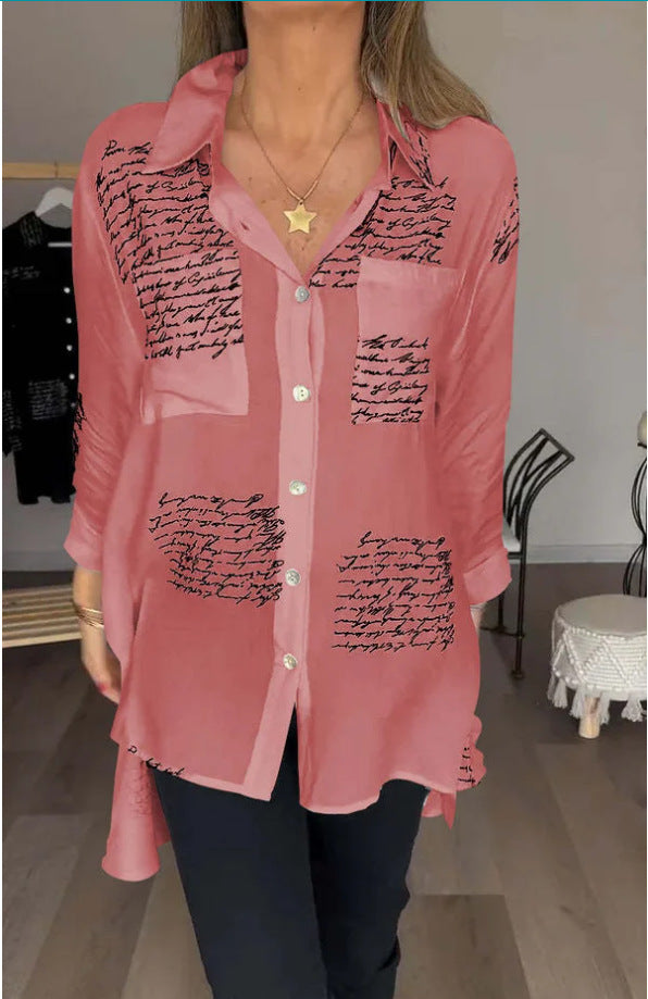 Damen Bluse mit modernem Schreibdesign und lockerer Passform EB