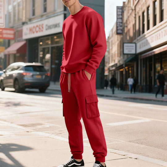 Herren Utility-Cargo-Jogger aus French Terry mit Mehrfachklappen & Tunnelzug EB