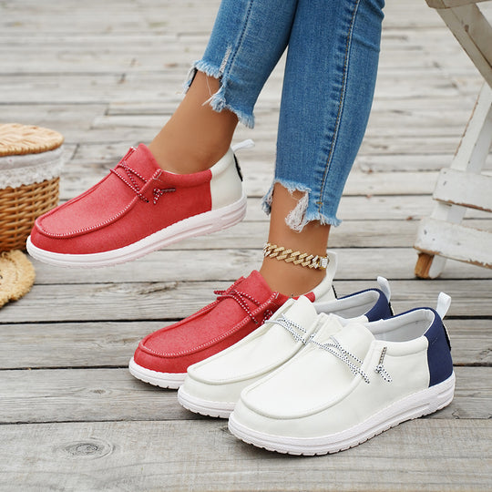 Damen Slip-On Sneakers mit modischem Schnürdesign EB