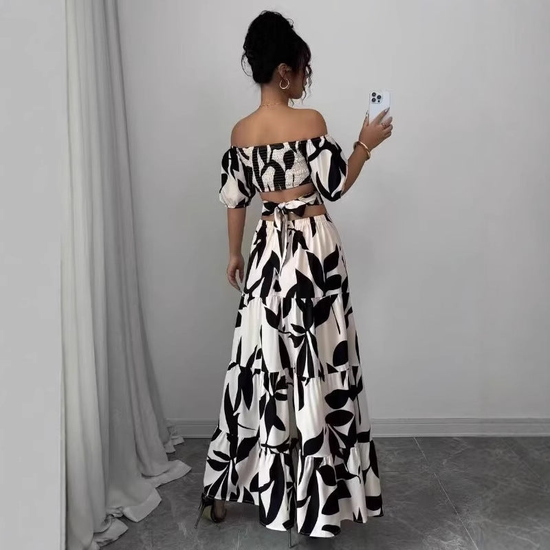 Damen Maxikleid mit floralem Cut-Out und Rüschendetails EB