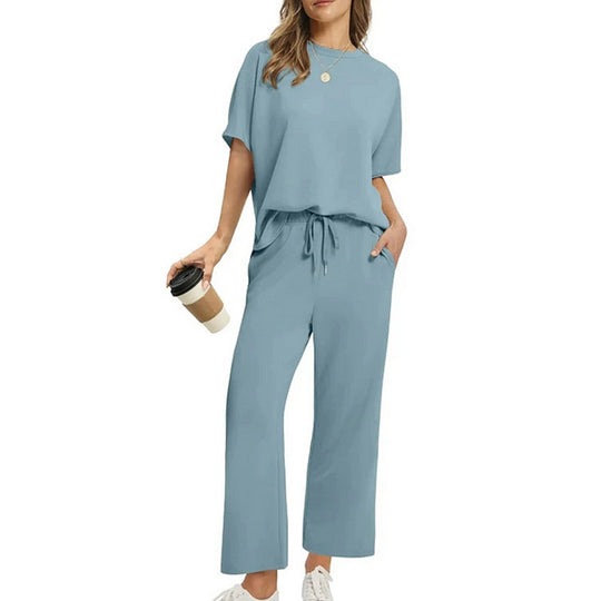 Damen Bequemes Freizeitanzug-Set mit lockerem Schnitt und stilvollen Taschen EB