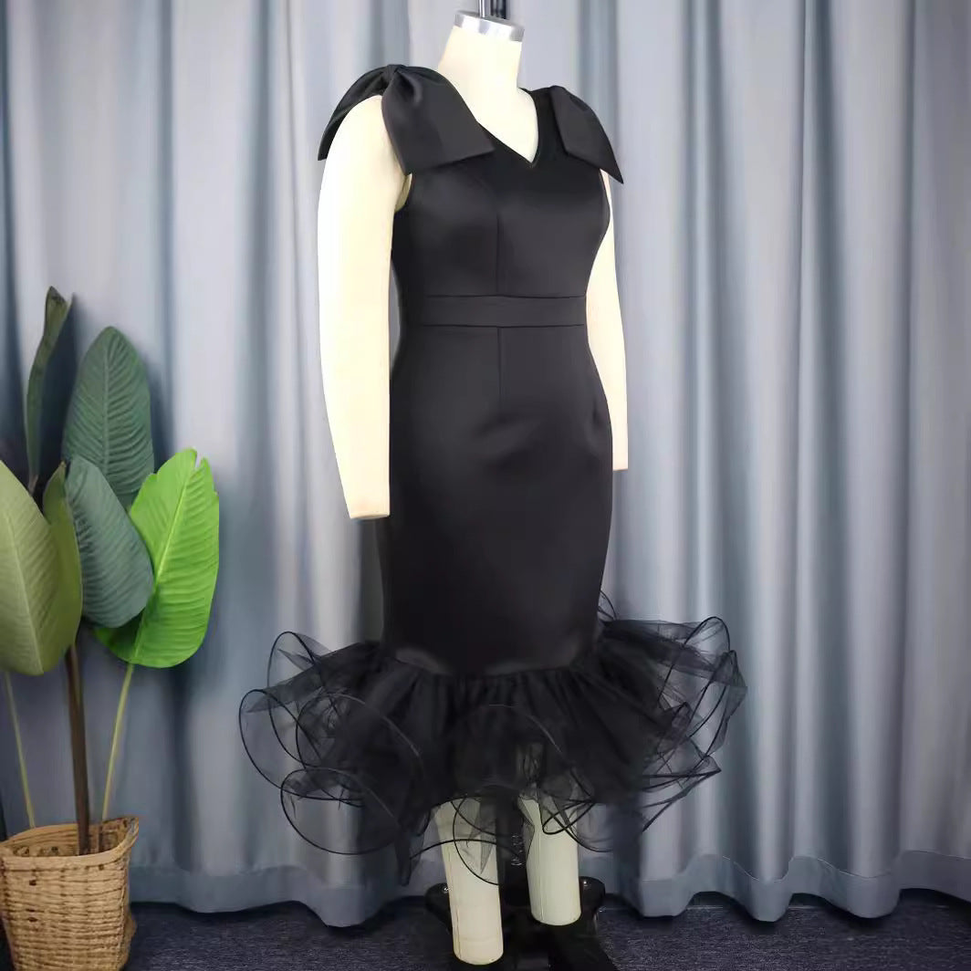 Damen elegantes Kleid mit innovativen Tüllrüschen EB
