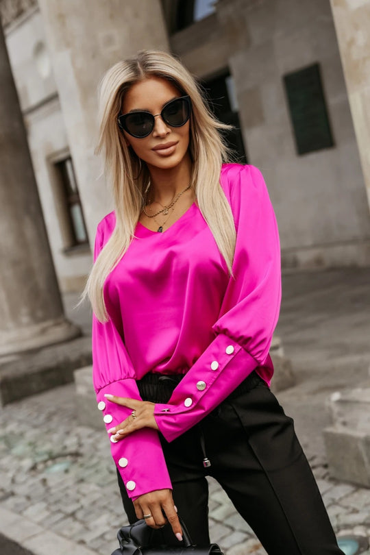 Damen gehobenes Oberteil mit eleganten Knopfdetails EB