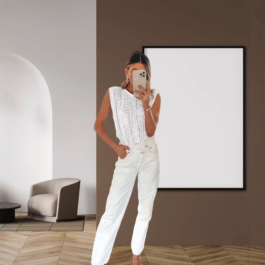 Damen Elegantes Crop-Top mit strukturiertem Design und weitgeschnittenem Schnitt EB