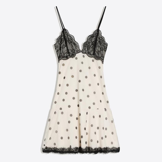 Damen Spitzenkleid mit Punkten und romantischen Details EB