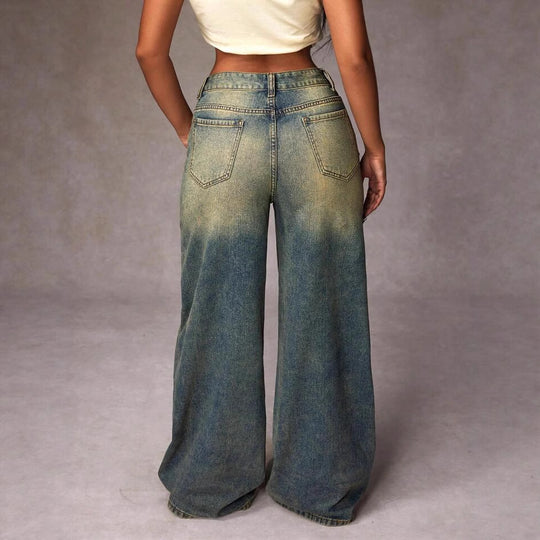 Damen Weite Bootcut-Jeans im lässigen Oversized-Schnitt EB