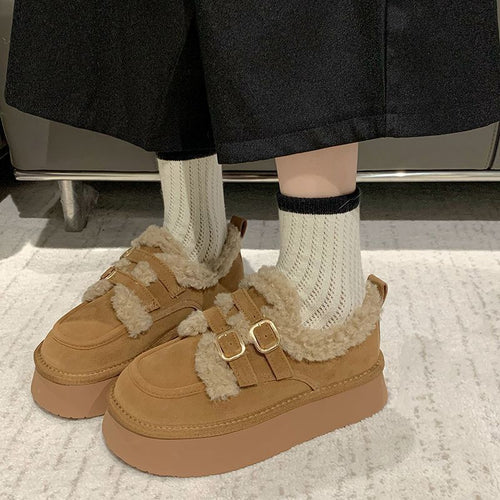 Damen Plüsch Sneaker mit breiten Riemen und dämpfender Sohle EB