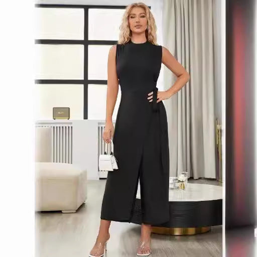 Damen Elegantes Wickelkleid mit seitlichem Bindegürtel EB