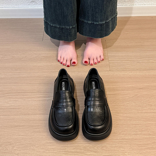 Damen modische und komfortable Loafers mit eleganter Lederoberfläche EB