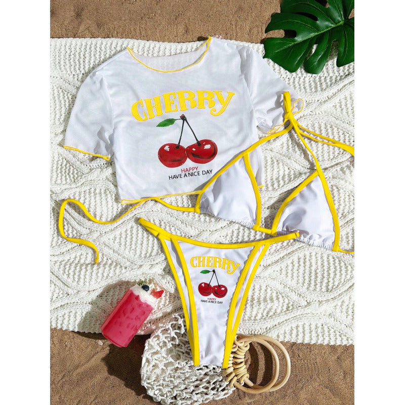 Damen Crop-Top Bikini-Set mit sportlichem Schnitt und Brasil-Print EB