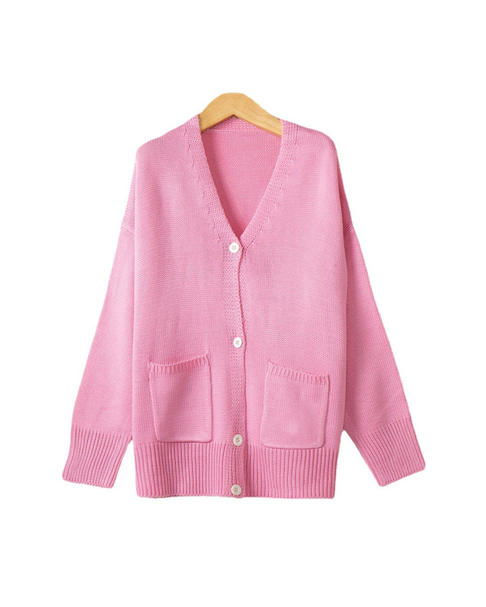 Damen Grobstrick Cardigan mit praktischen Eingrifftaschen und V-Ausschnitt EB