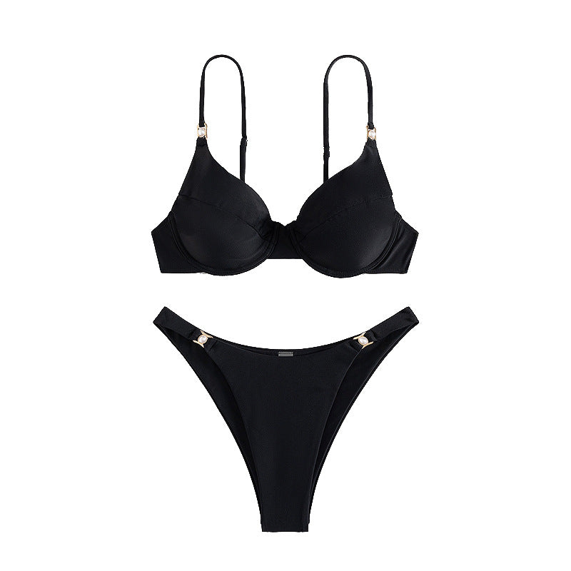 Damen Push-Up Bikini mit modischem Gold-Detail EB