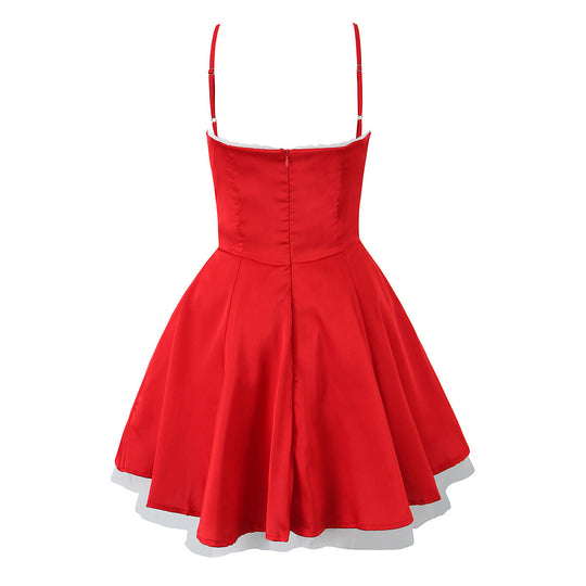 Damen romantisches Spitzenkleid mit trägerlosem Design EB