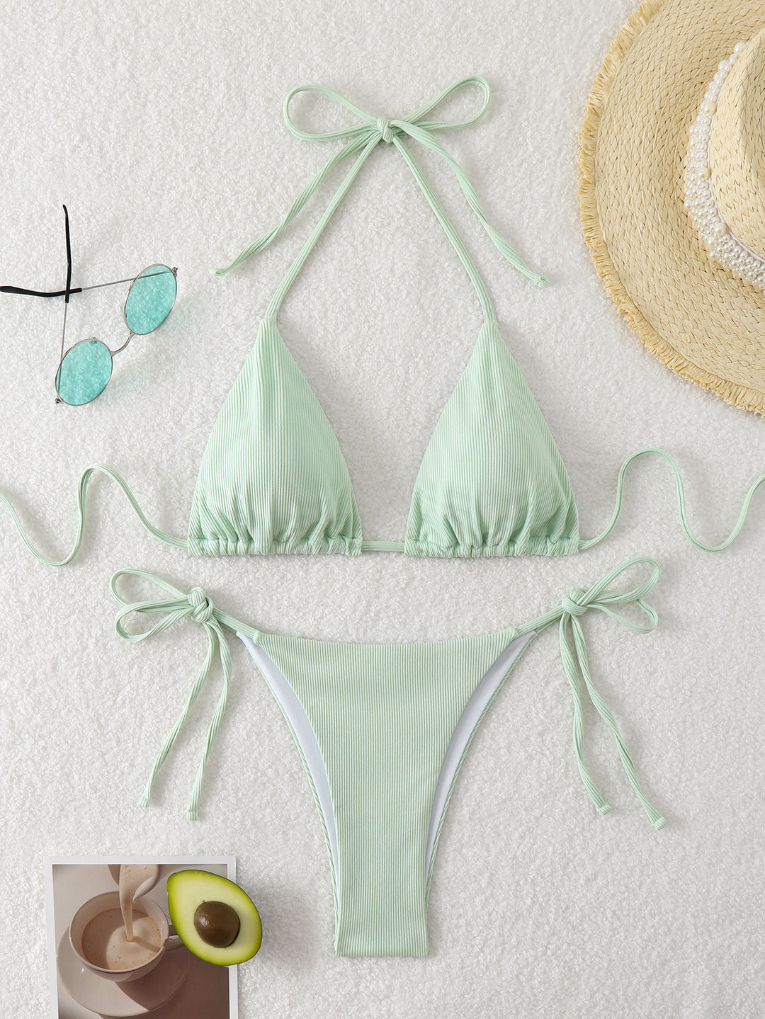 Damen Triangel-Bikini mit verstellbaren Riemen und raffinierten Details EB