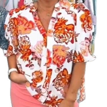 Damen Bluse mit floralem Design und voluminösen Ärmeln Heidi-Mode