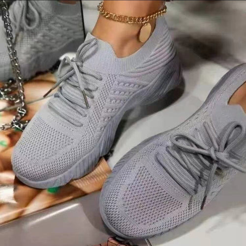 Damen Bequeme Sport Sneakers mit atmungsaktivem Netz-Obermaterial EB