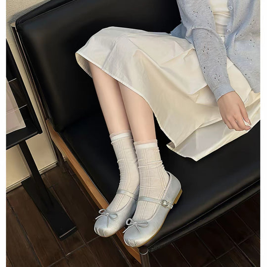 Damen Ballerinas mit elegantem Glanz und verspieltem Schleifen-Detail EB