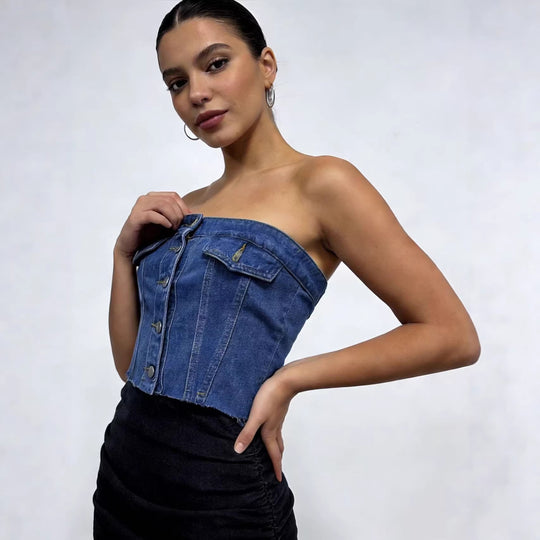 Damen Jeans Bustier Top EB
