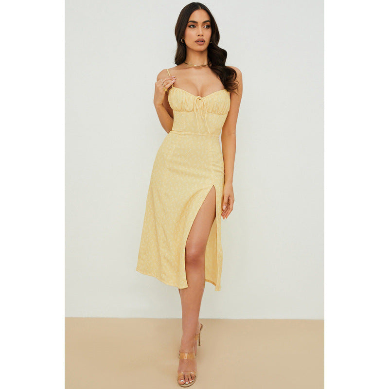 Damen Midikleid mit raffinierten Blumenmustern und seitlichem Schlitz EB