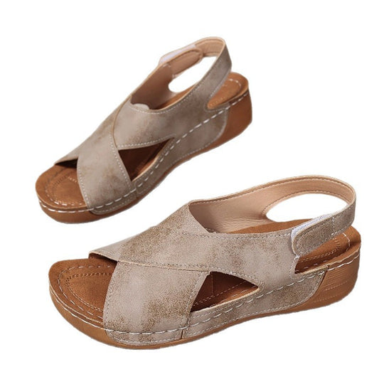 Damen Bequeme orthopädische Sandalen mit verstellbarem Fersenriemen EB