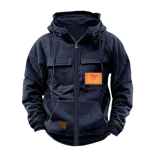 Herren multifunktionale Kapuzenjacke mit praktischen Taschen EB