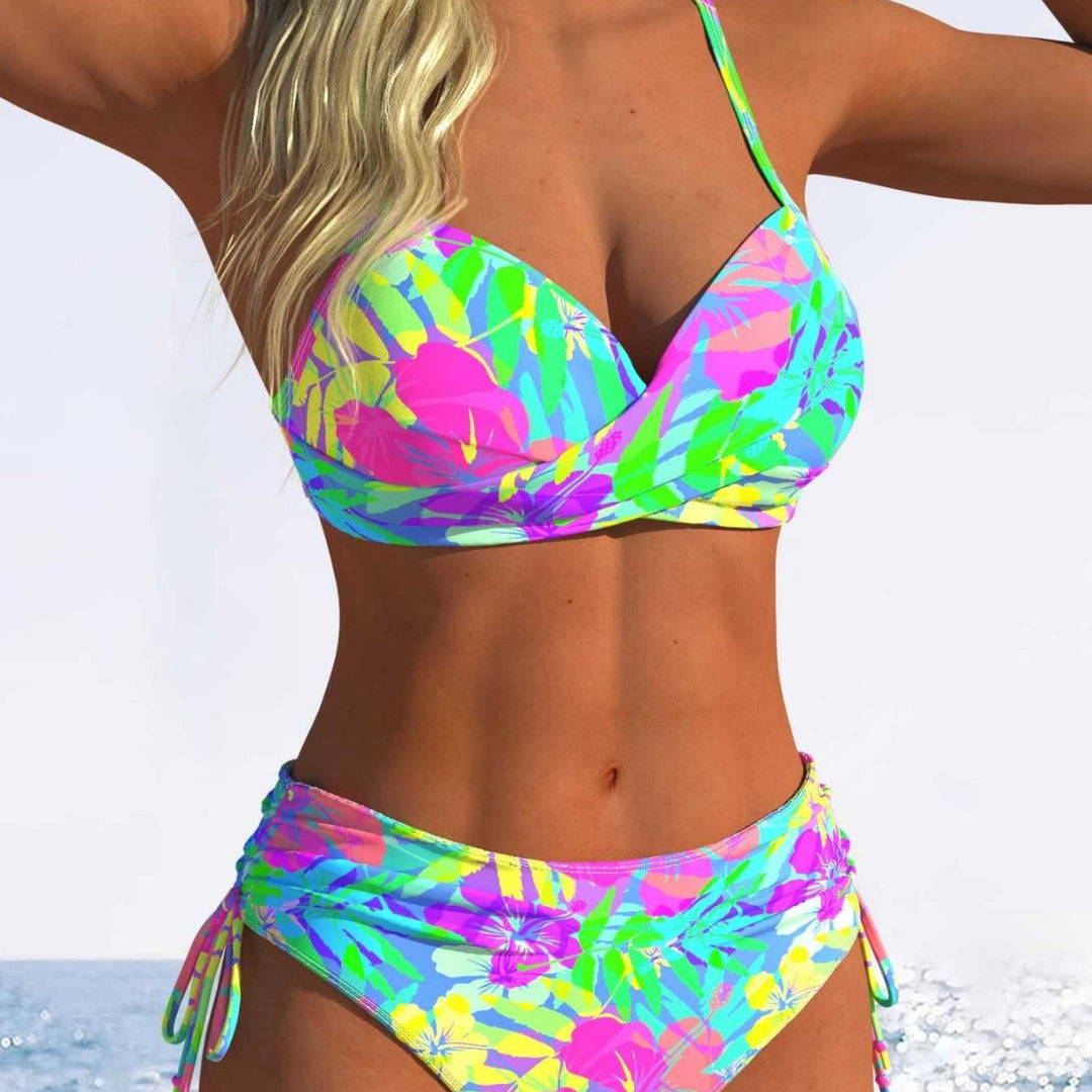Damen Bikini-Set mit raffiniertem Wickel-Oberteil und hohem Beinausschnitt EB