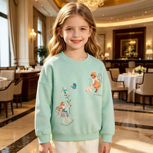 Mädchen Sweatshirt mit zauberhaftem Feen- und Blumenmotiv EB