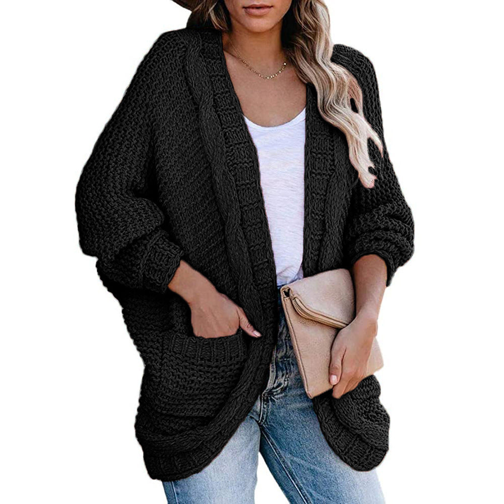Damen lässige Strickjacke mit oversized Schnitt und Taschen EB