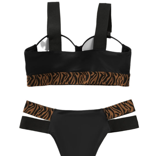 Damen Bikini-Set mit elegantem Bustier und animalischem Design EB