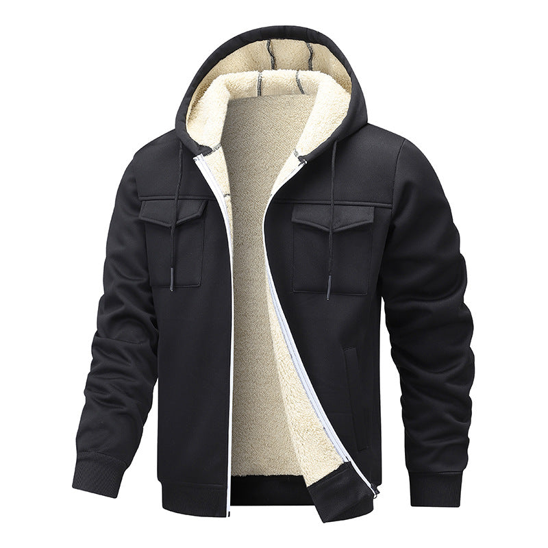 Herren gefütterte Kapuzenjacke im sportlichen Design mit praktischen Taschen EB