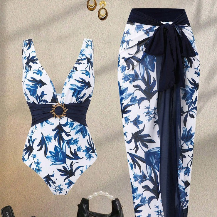 Damen Badeanzug mit elegantem Überrock EB