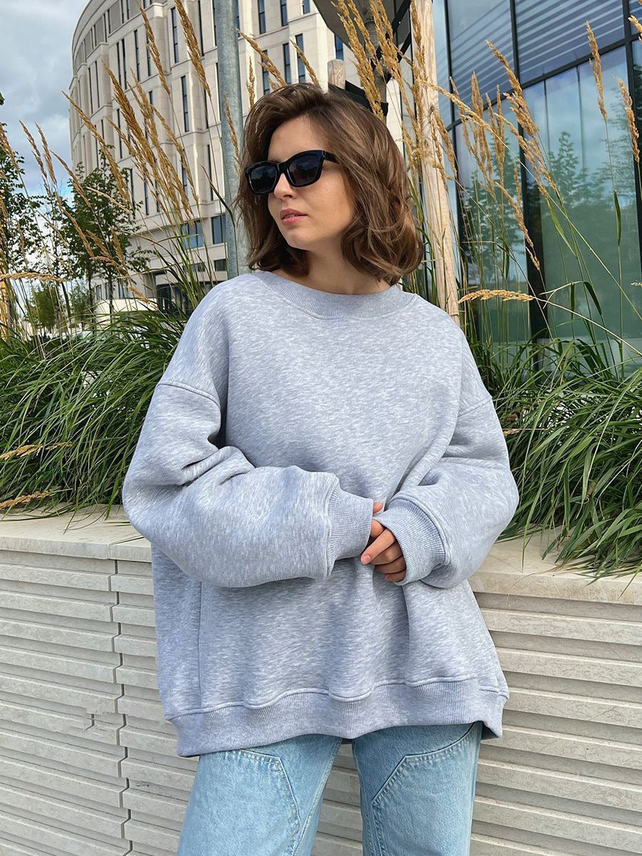 Damen Oversized Sweatshirt im lässigen Stil mit übergroßen Ärmeln und elastischen Bündchen EB