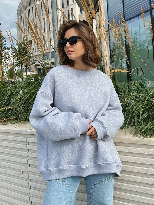 Damen Oversized Sweatshirt im lässigen Stil mit übergroßen Ärmeln und elastischen Bündchen EB