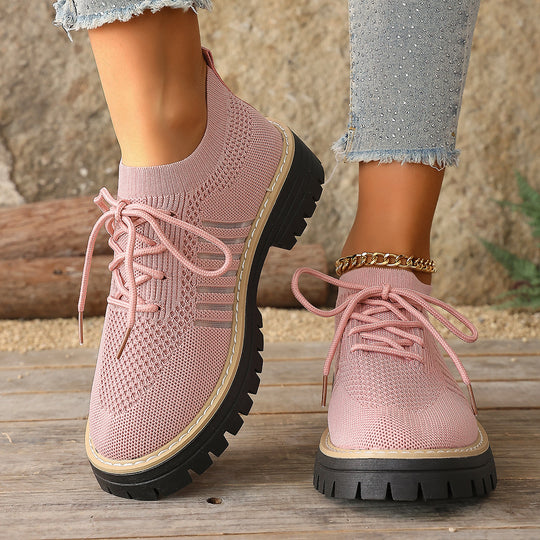 Damen Bequeme Sneaker mit atmungsaktivem Strickdesign und robustem Profil EB