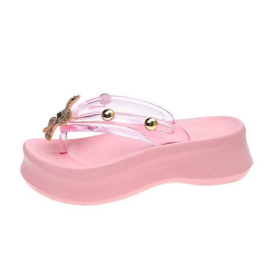 Damen Glamouröse Plateau-Sandalen mit funkelnden Blumen-Details EB