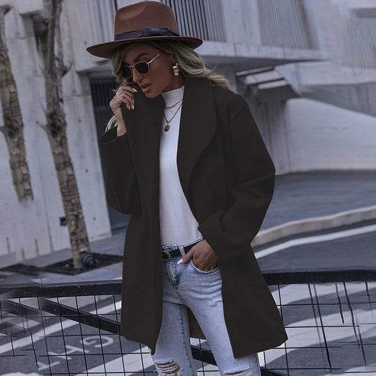Damen modischer Oversized-Mantel mit strukturiertem Design EB