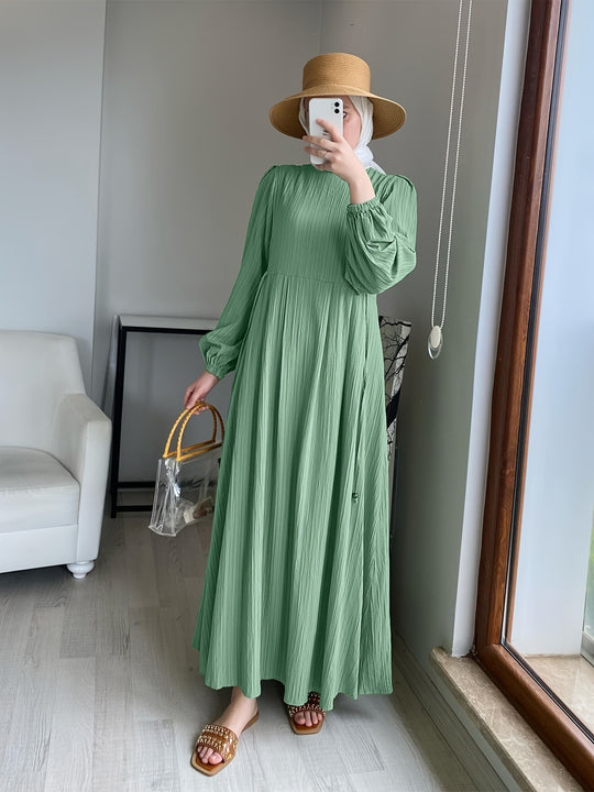 Damen Maxikleid mit strukturiertem Design und Puffärmeln EB