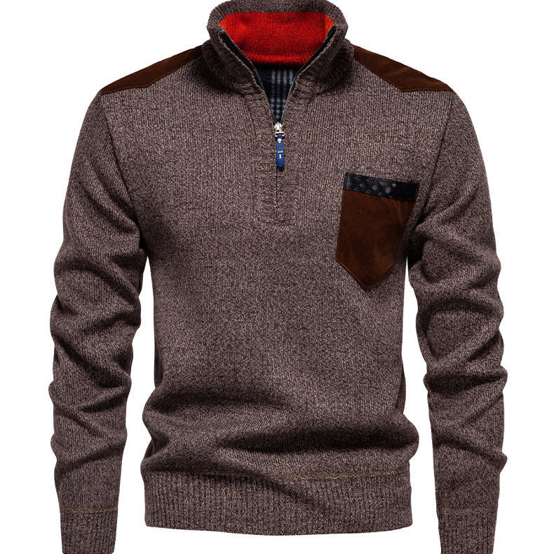 Herren Pullover mit halbhohem Kragen und modischen Akzenten EB