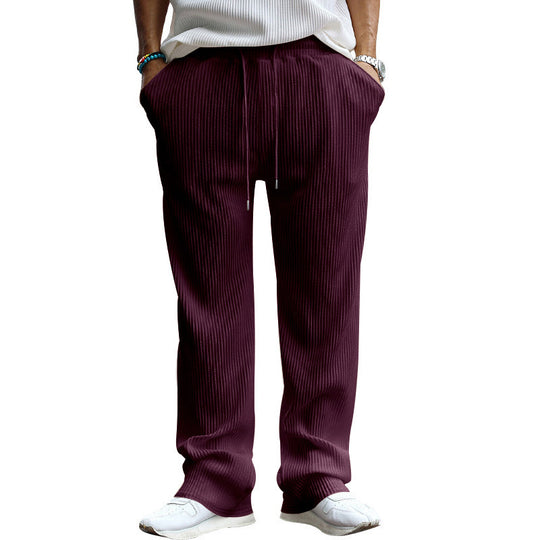 Herren nan lässige Ripp-Freizeithose mit Tunnelzugbund, Eingrifftaschen und geradem Bein EB