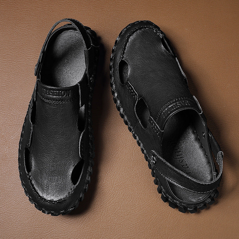 Damen Hochwertige Leder-Sandalen mit atmungsaktiven Einsätzen und rutschfester Sohle EB