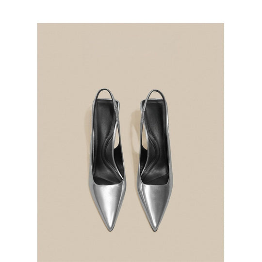 Damen Slingback High Heel Pumps mit elegantem metallic Finish EB