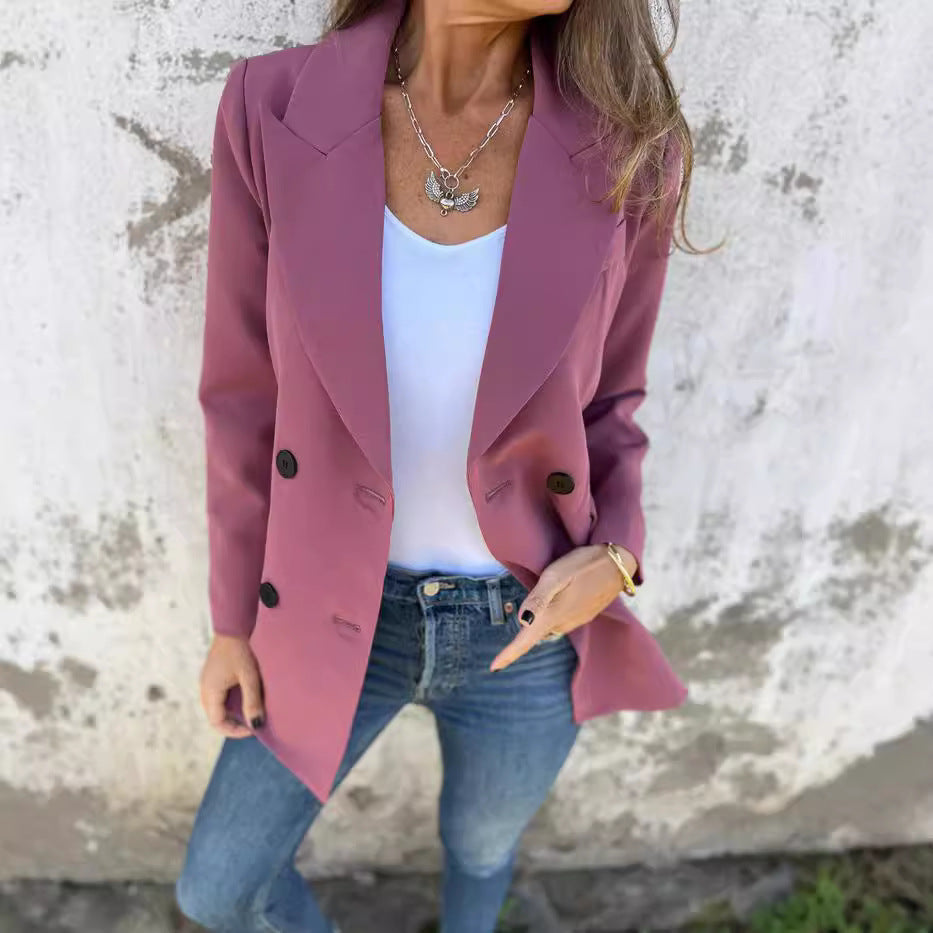 Damen Eleganter Double-Breasted Blazer mit zeitlosem Schnitt und leichten Schulterpolstern EB