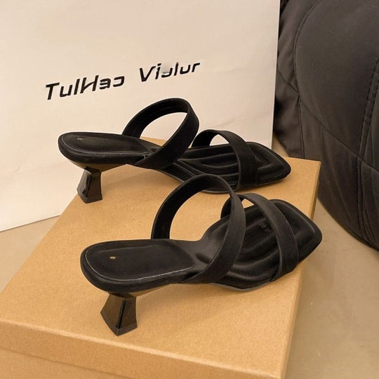 Damen elegante Plateau-Sandalen mit breiten Riemen und komfortablem Blockabsatz EB