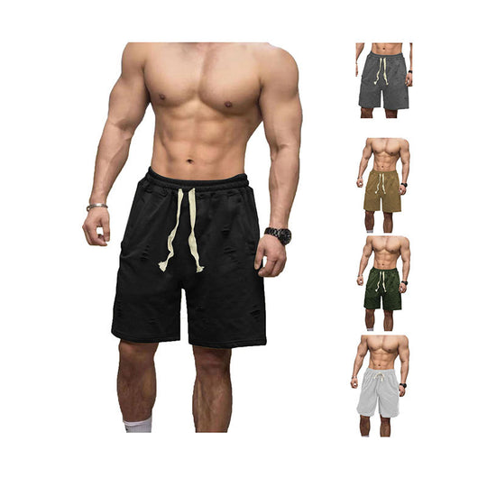 Herren nan lässige Sweatshorts mit elastischem Tunnelzugbund Eingrifftaschen und Used-Optik EB