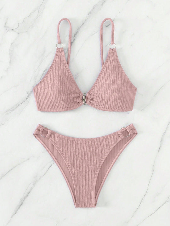 Damen Triangel-Bikini mit Ringverzierungen EB
