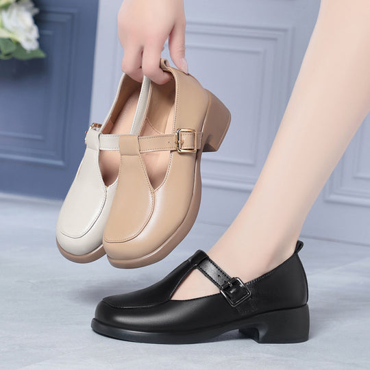 Damen Mary Jane Schuhe mit verstellbarem Riemen und bequemen Blockabsatz EB